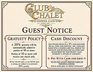 Club Chalet Green Bay Guest Notice