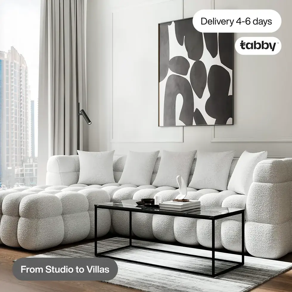 White modular sectional sofa, Delivery 4-6 days, From Studio to Villa