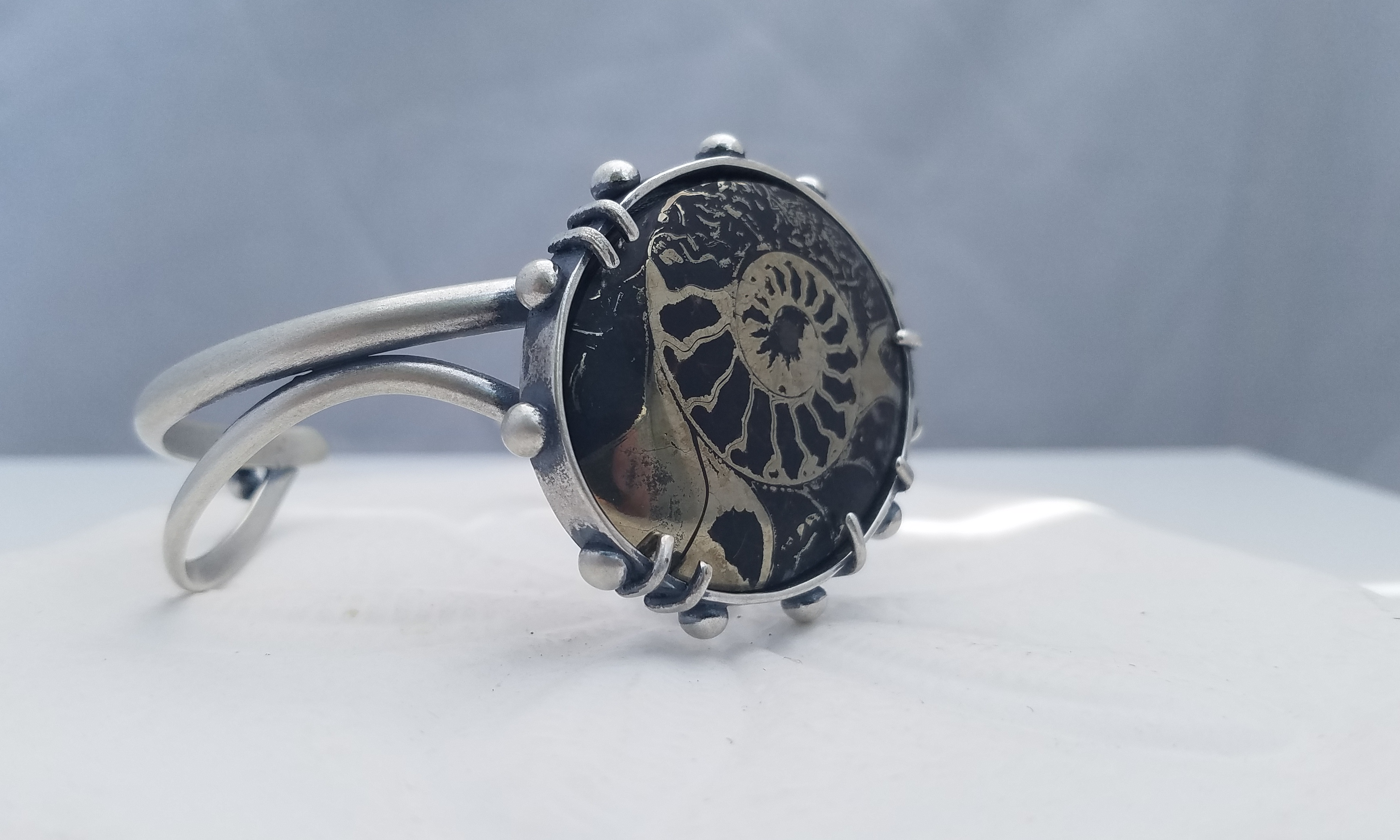 Pyritized Ammonite Cuff Bracelet