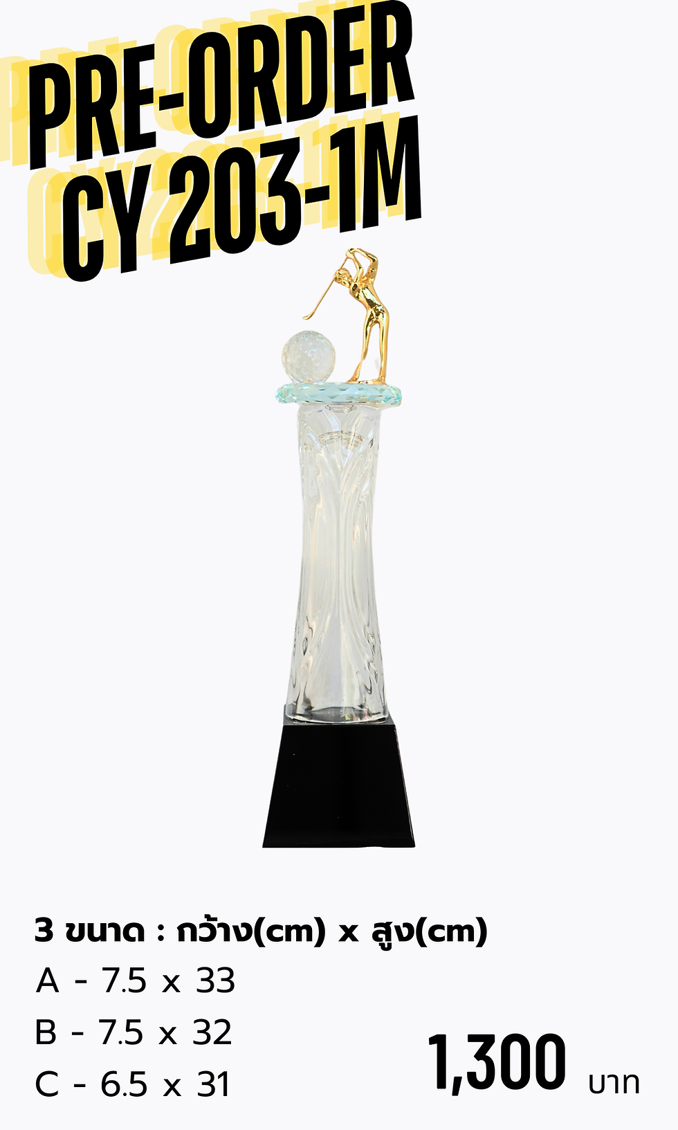 โล่รางวัลคริสตัล CY 203-1M