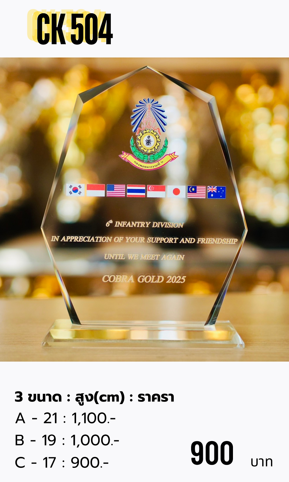 โล่รางวัลคริสตัล CK504