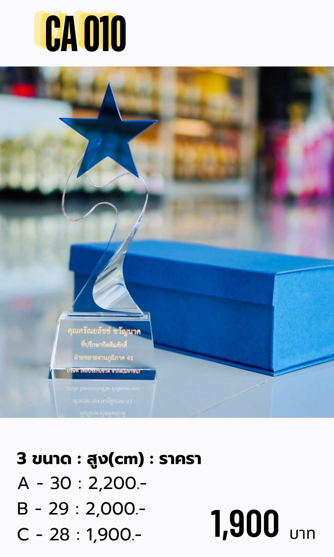 โล่รางวัลคริสตัล CA 010