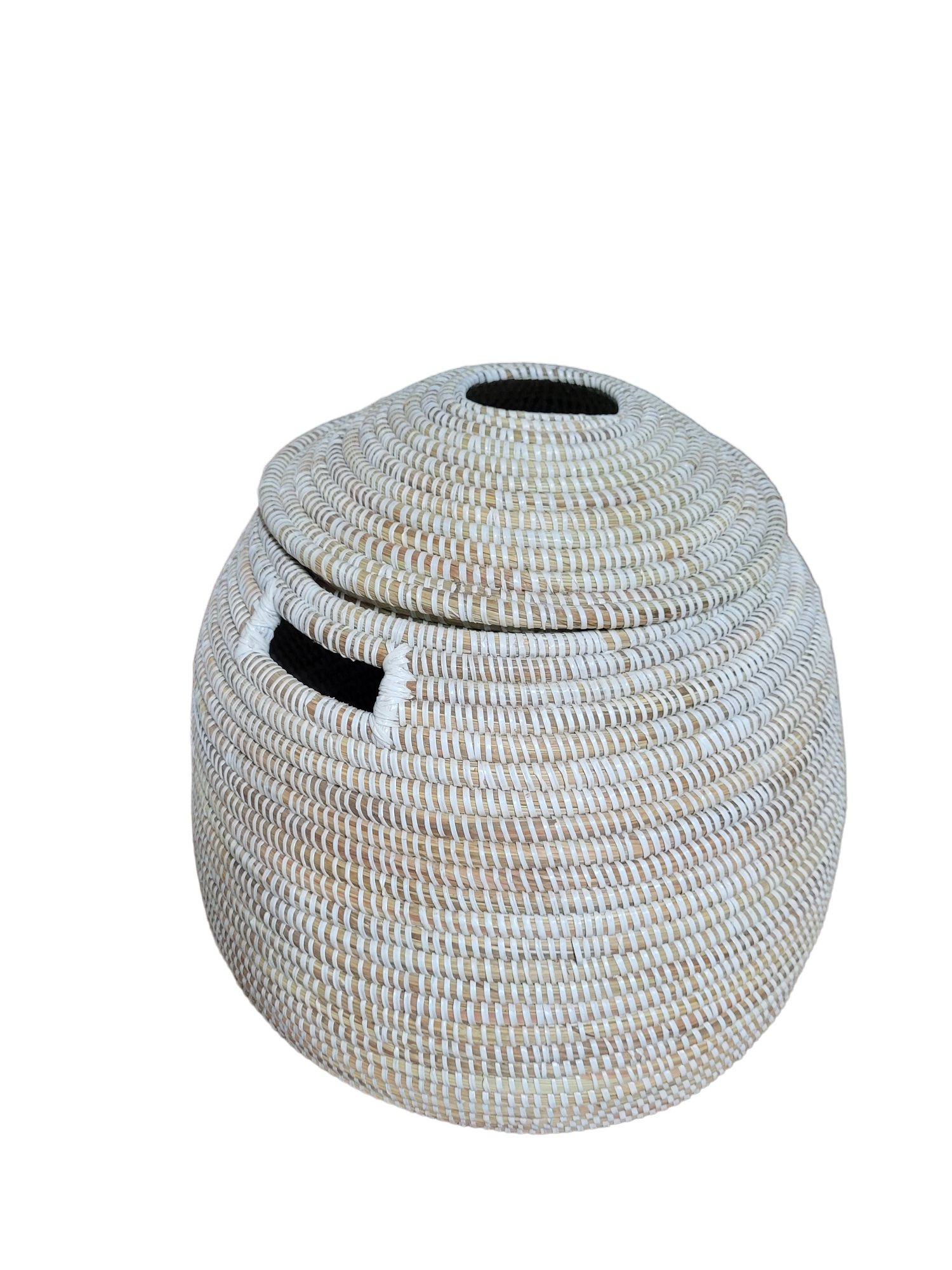 Panier rondeau en vannerie style pot