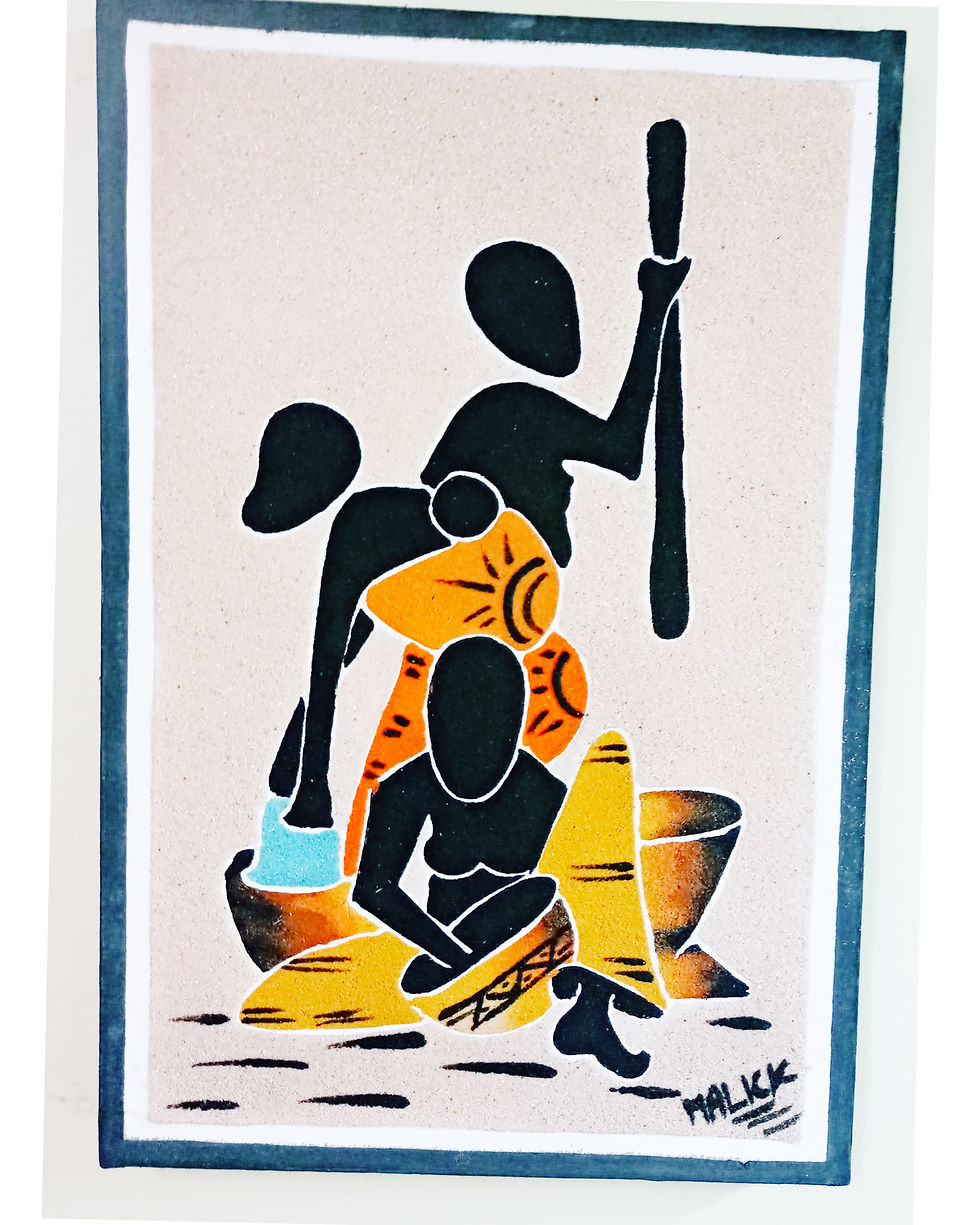 Thumbnail: Sand painted table sen on fabric /tableau de sable peint sur tissus