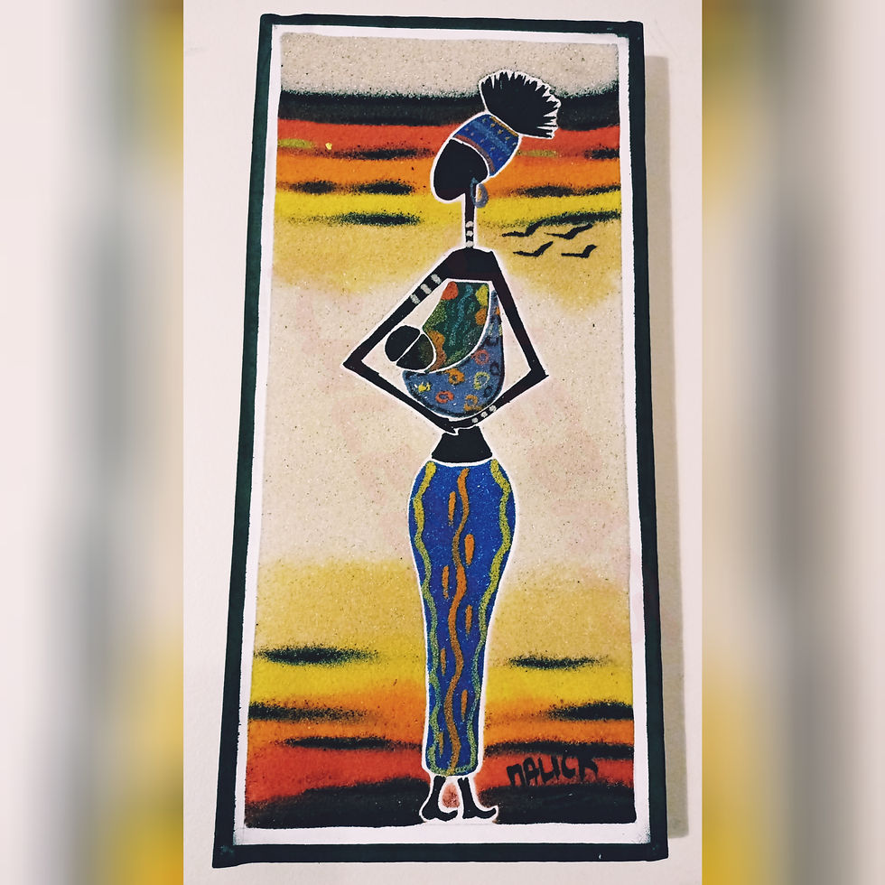 Thumbnail: Sand painted table sen on fabric /tableau de sable peint sur tissus