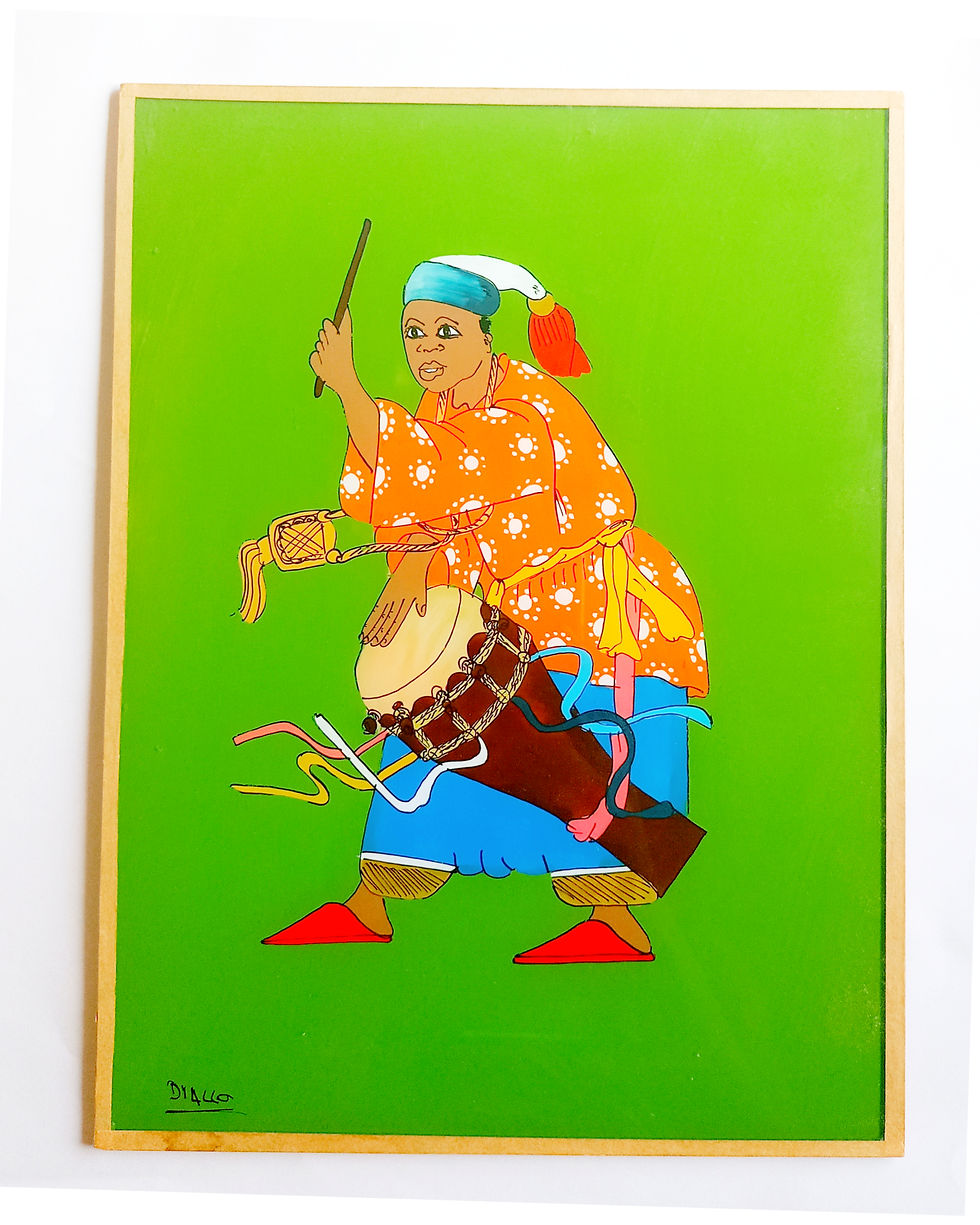 Thumbnail: African drawn table frame / tableau aux dessins africains