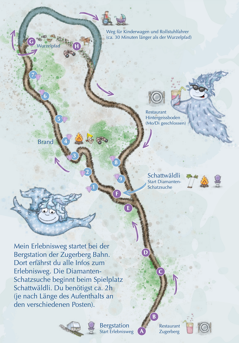 Squitty the Squirrel treasure hunt in Cardada hiking map