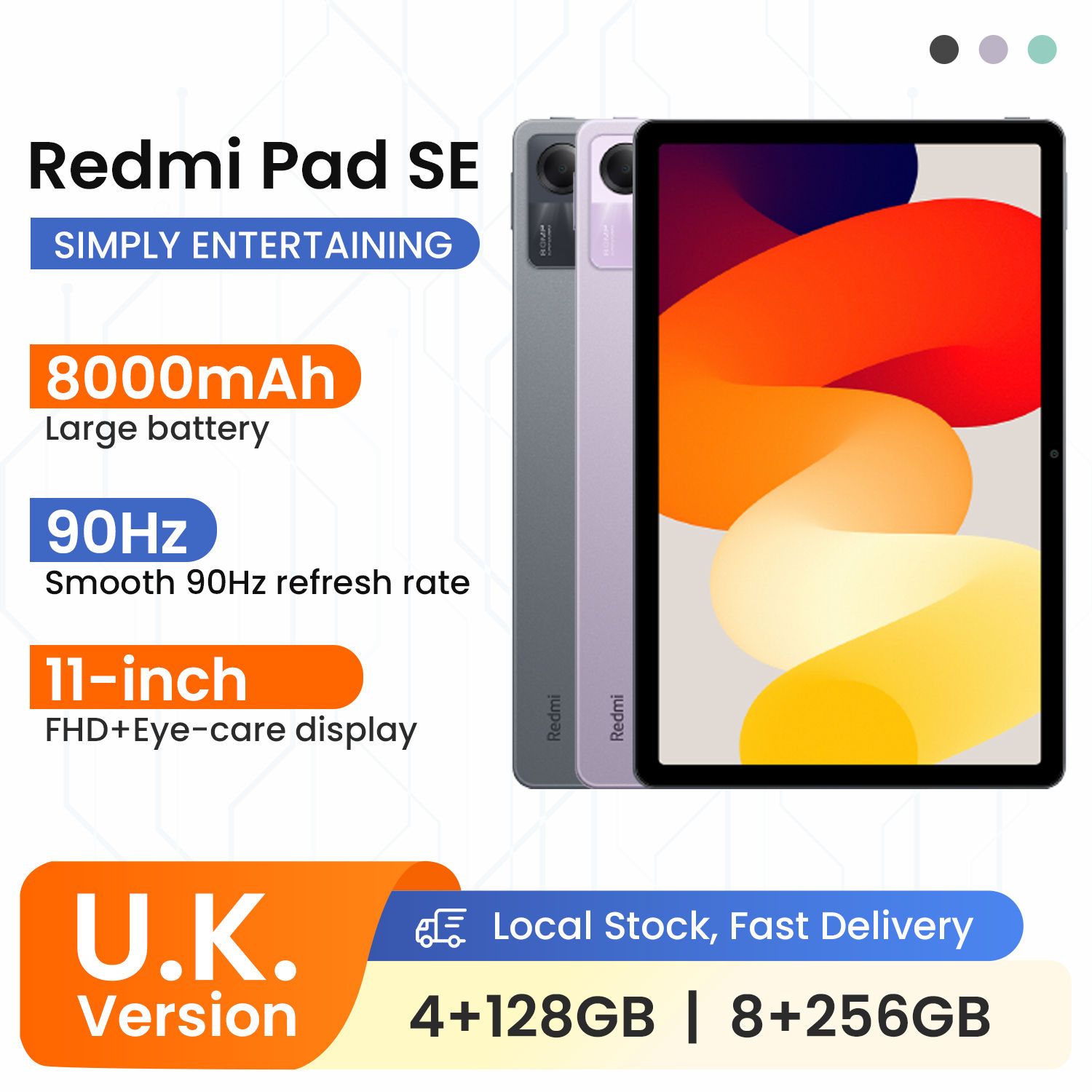 UK Version Xiaomi Redmi Pad SE 8.7 inch Mi Tablet 90Hz Display 6650mAh MTK Helio
