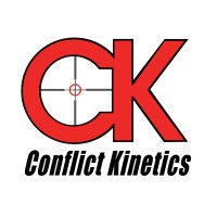 Conflict Kinetics logo featuring red “CK” lettering with a crosshair inside the “C” and the company name below