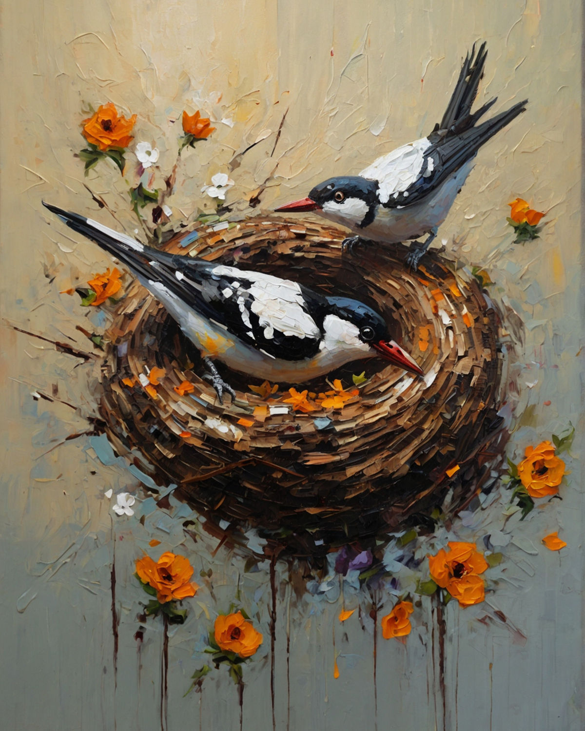 Woodpecker bird painting