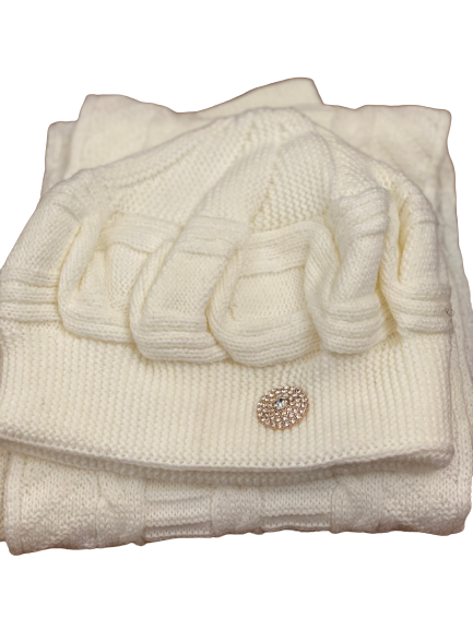Thumbnail: Hat & Scarf Set with Decorative Pin