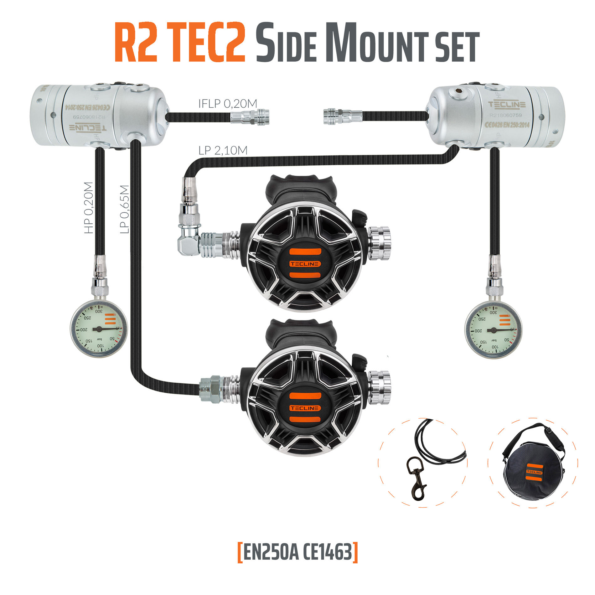 Tecline R2 TEC2 Sidemount Regulator Set