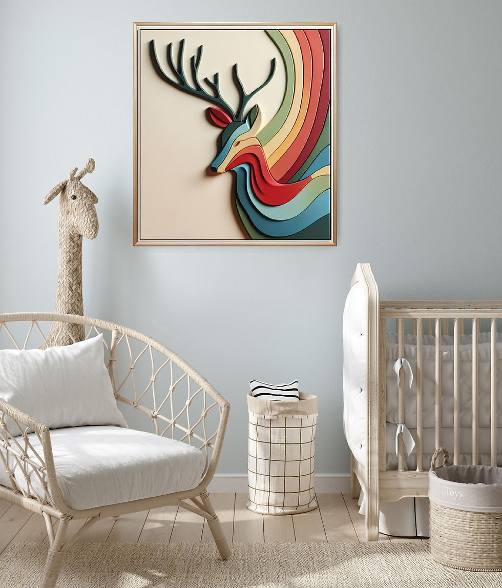 Thumbnail: Modern Deer Abstract Wall art - 3D Clay Textured Acrylic Painting on Canvas