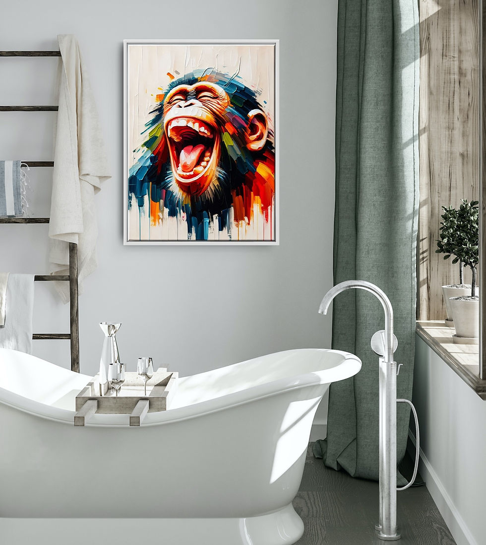 Thumbnail: Laughing Chimps Abstract Wall art - 3D Clay Textured Acrylic Painting on Canvas