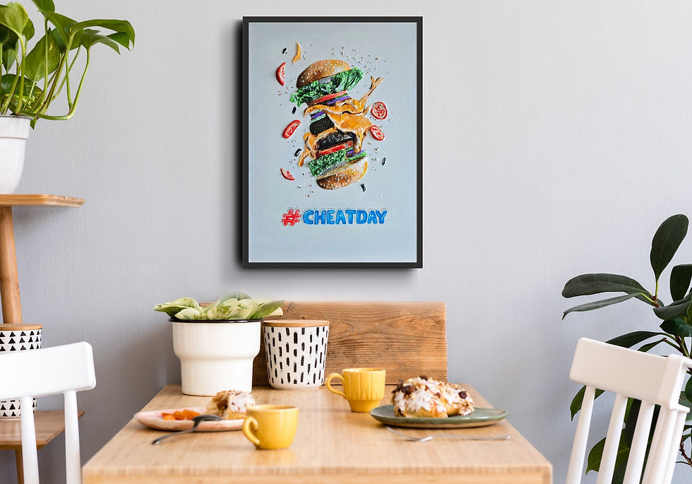 Thumbnail: Burger Blast Abstract Wall art - 3D Clay Textured Acrylic Painting