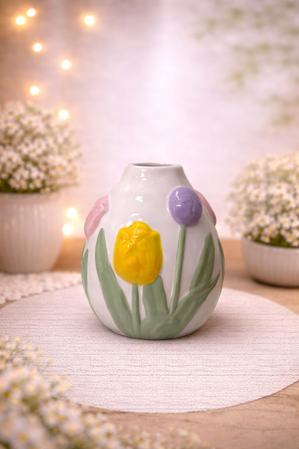 VASO DECORATIVO FLORES CERAMICA (COLORIDO) - 1UN