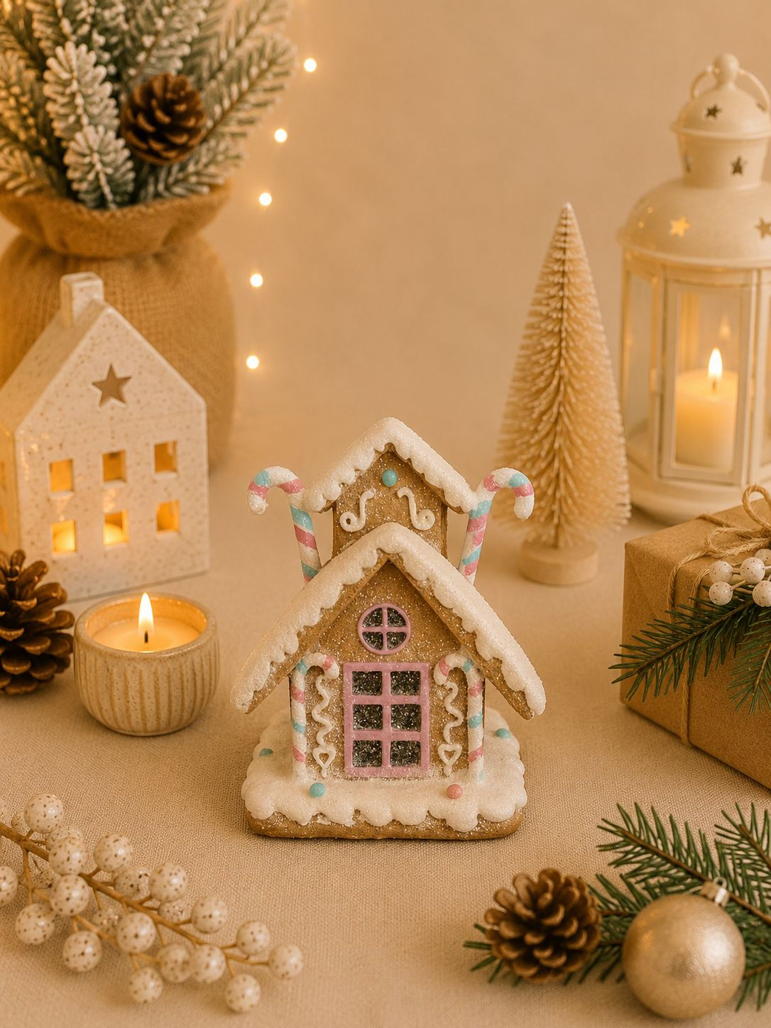 CASA GINGERBREAD RESINA (AZUL/ROSA/BEGE/BRANCO) - 1UN