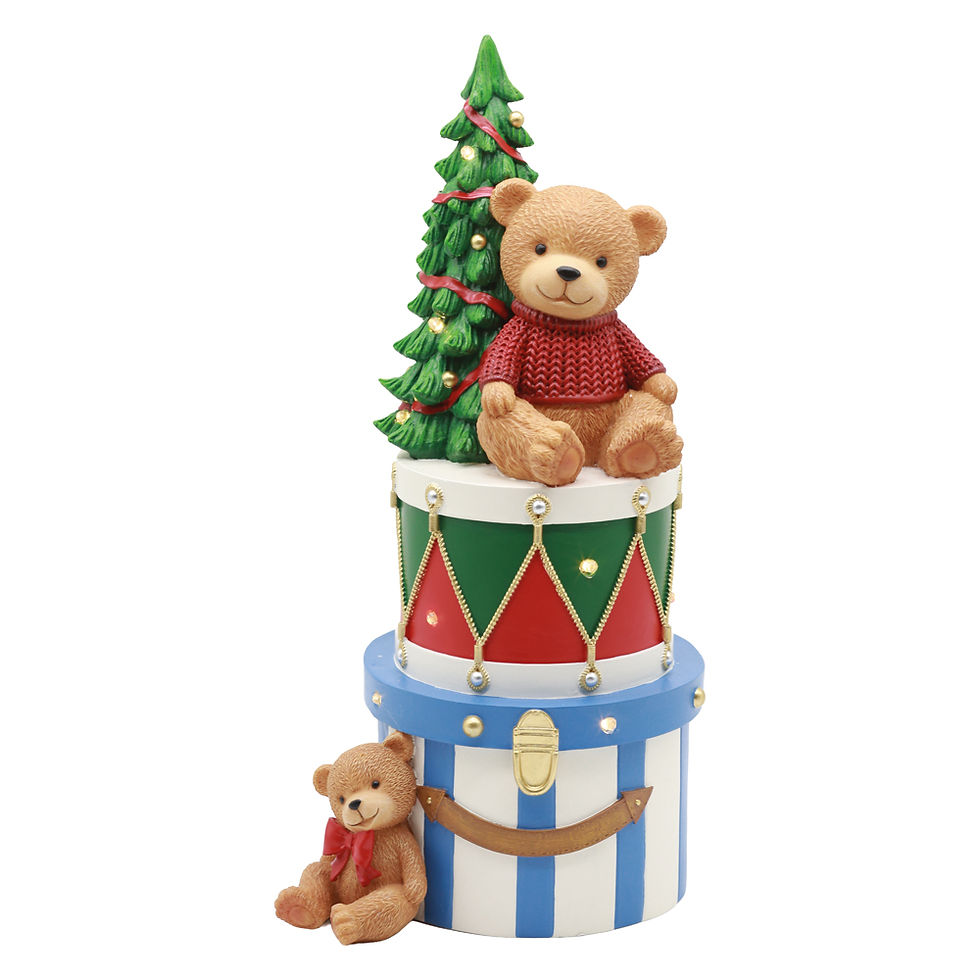 Miniatura: URSO SENTADO NO TAMBOR RESINA (COLORIDO) 35cm - 1 UN