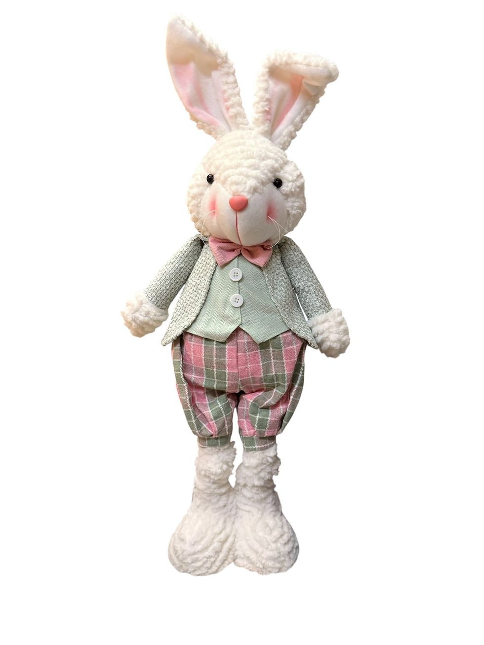 Miniatura: COELHO EM PE  XADREZ (ROSA/VERDE) 90cm - 1 UN