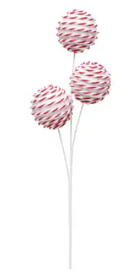 Miniatura: PICK NATAL 3 BOLAS LISTRAS (BRANCO/VERMELHO) - 1UN