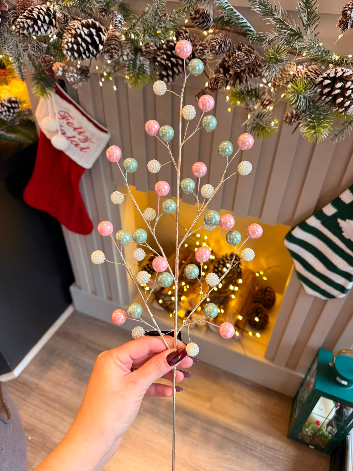 GALHO HASTE BERRY CANDY COLOR (VERDE/ROSA) 50CM - 1UN