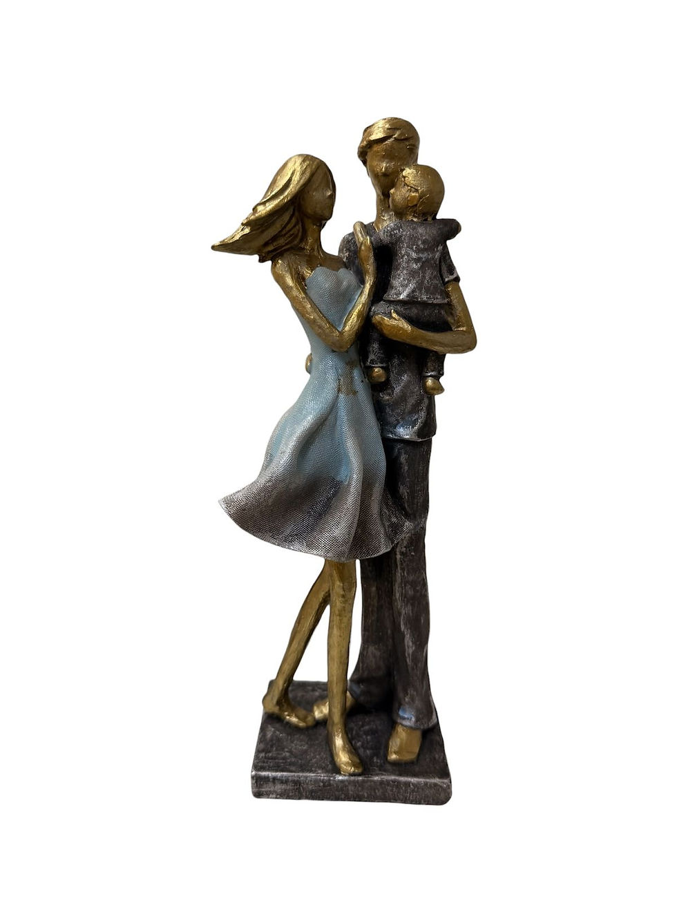 Miniatura: CASAL COM FILHO DECORATIVO (CINZA/AZUL/DOURADO) - 1UN