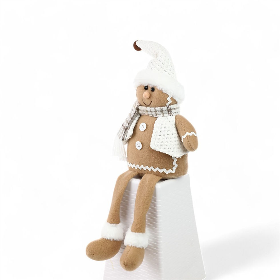 Miniatura: BONECO GINGER C/ CACHECOL SENTADO (BEGE/BRANCO) - 1 UN