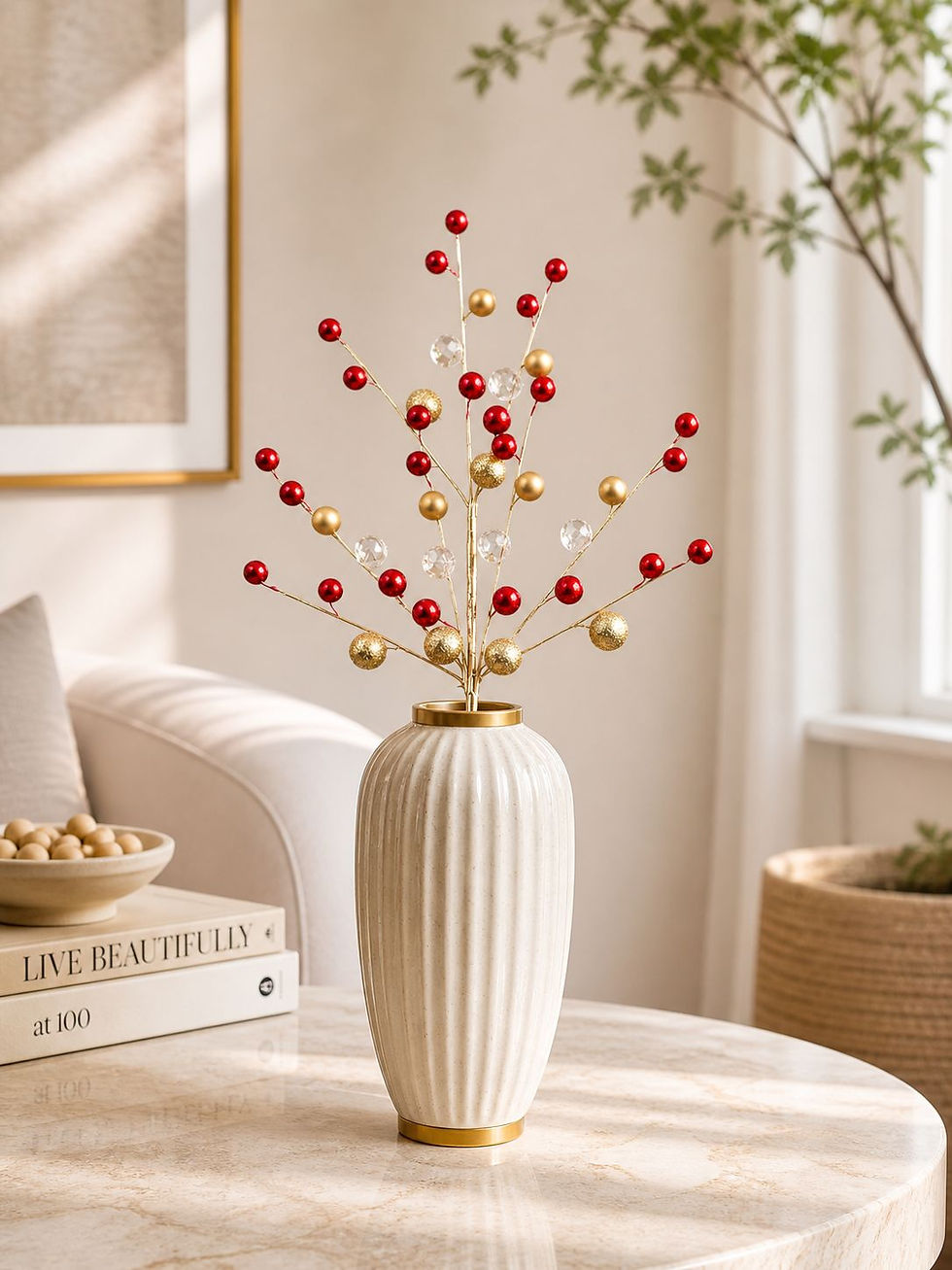 Miniatura: GALHO NATAL BERRY E PEDRARIA (VERMELHO/DOURADO) 58cm -  1UN