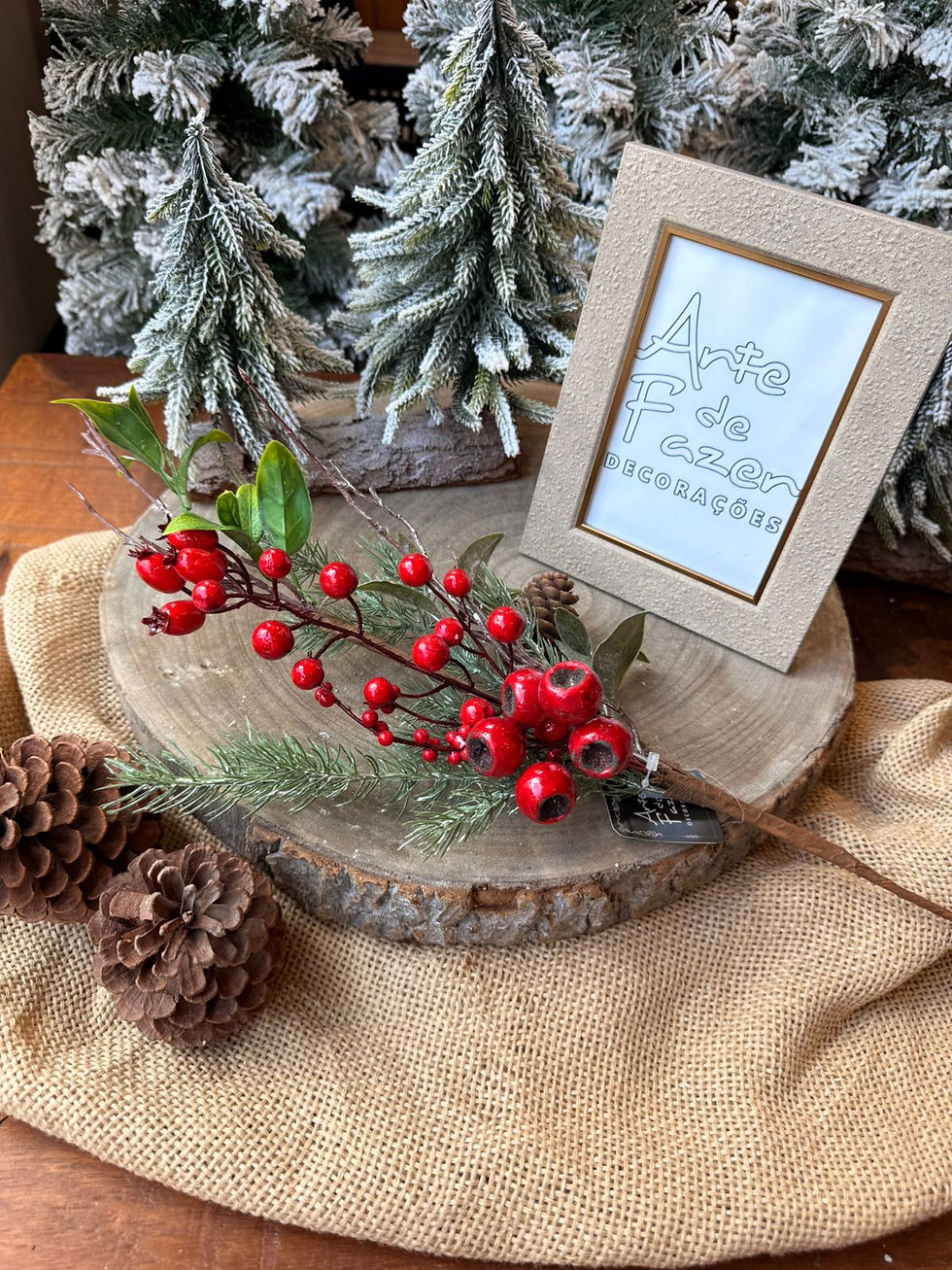 Miniatura: GALHO NATAL BERRY COM PINHA  (VERMELHO) 66CM - 1UN