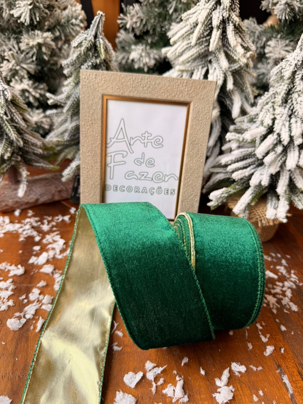 FITA NATAL 6,3cm X 9,14m DUPLA FACE (VERDE/DOURADO) - 1UN