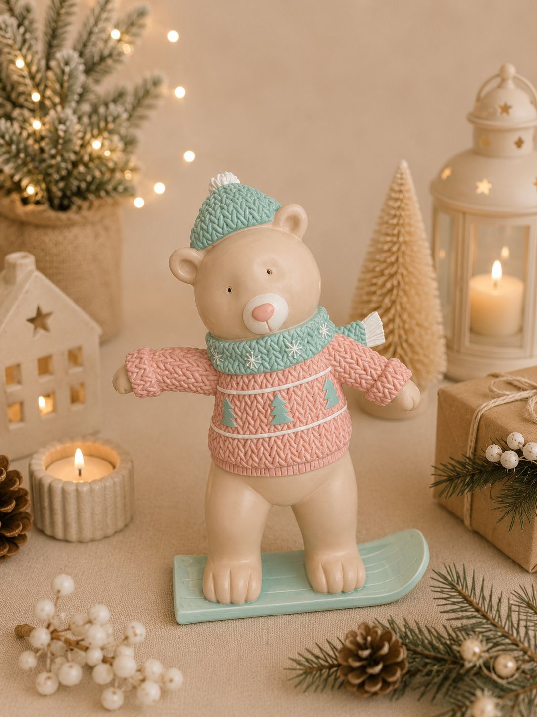 URSO EM PE C/PRANCHA RESINA (ROSA/VERDE) - 1UN