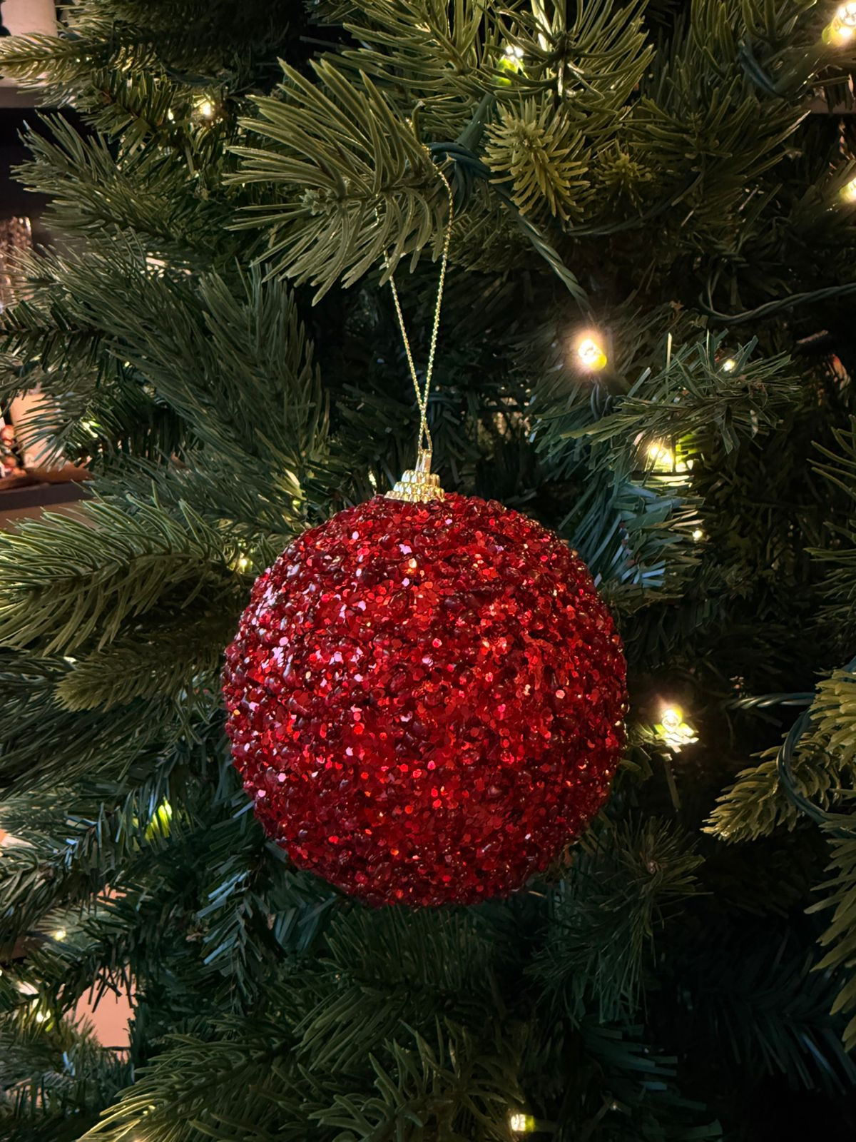 BOLA 10cm NATAL DECORADA (VERMELHO) - 1UN