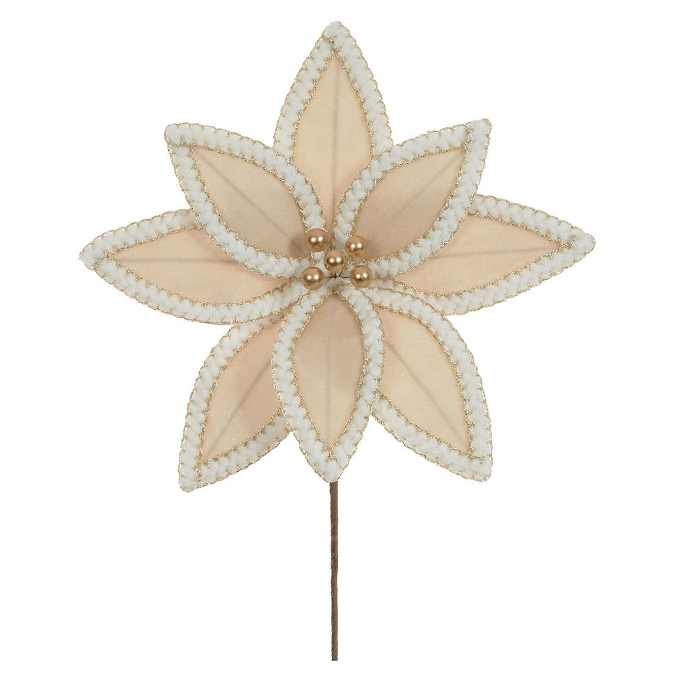 Miniatura: POINSETIA AVELUDADO (BEGE/DOURADO) - 1UN