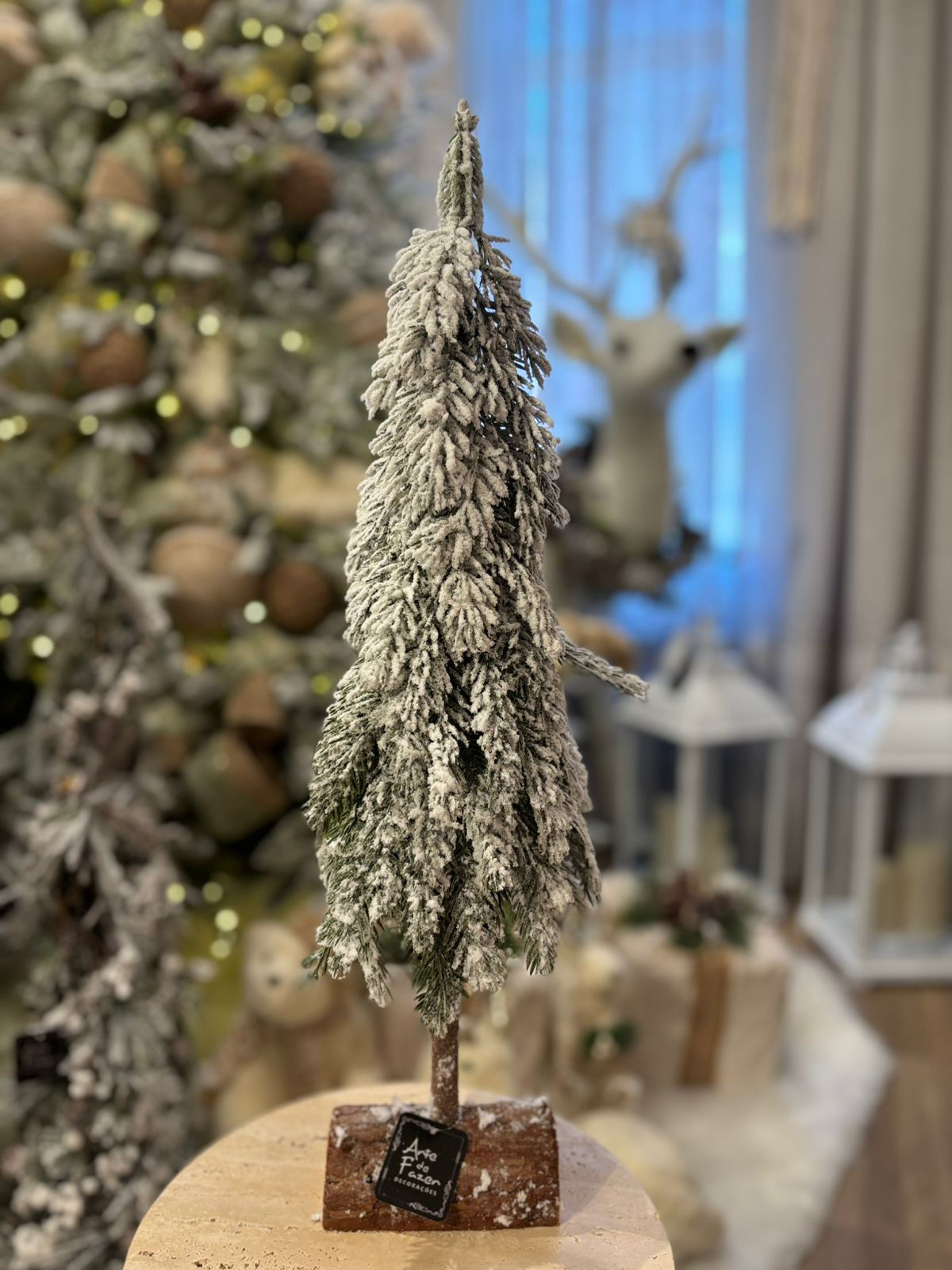 MINI ARVORE NA BASE (VERDE/BRANCO) 60cm - 1 UN