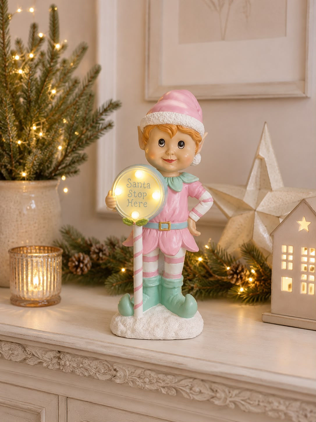 ELFO RESINA C/LED (ROSA/VERDE) - 1UN