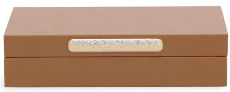 Miniatura: CAIXA EM MDF COM REVESTIMENTO EM PU (MARROM CLARO/DOURADO)
