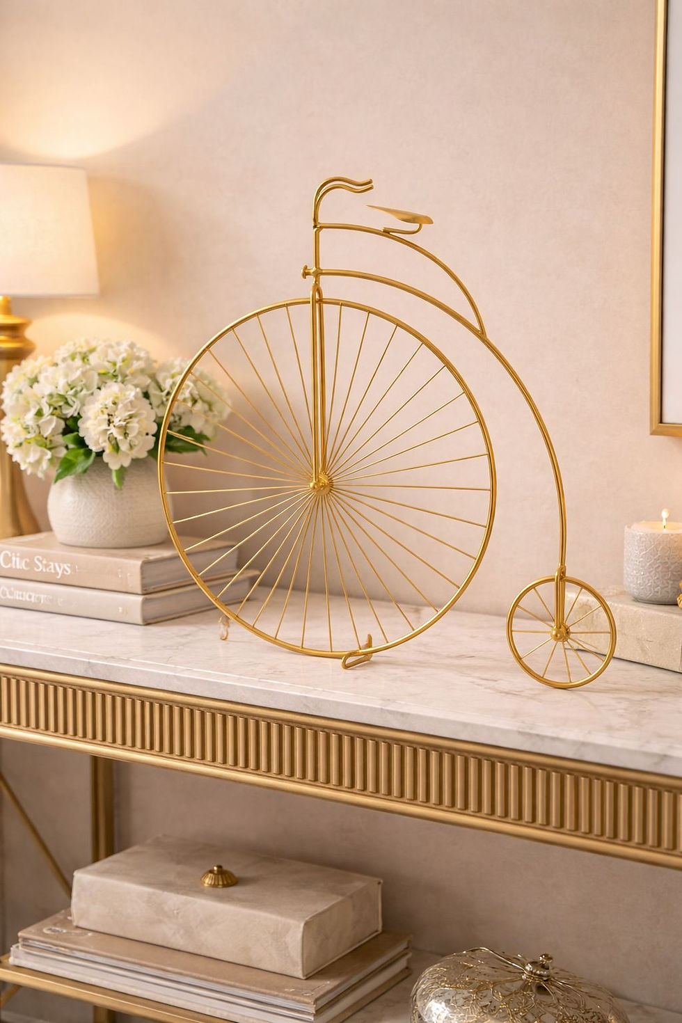 Miniatura: ESCULTURA BICICLETA EM METAL (DOURADO) - 1UN