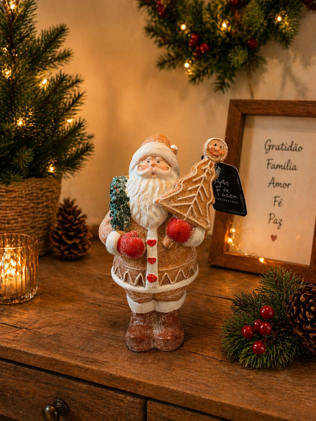 NOEL GINGERBREAD RESINA (BEGE/VERMELHO) -1 UN