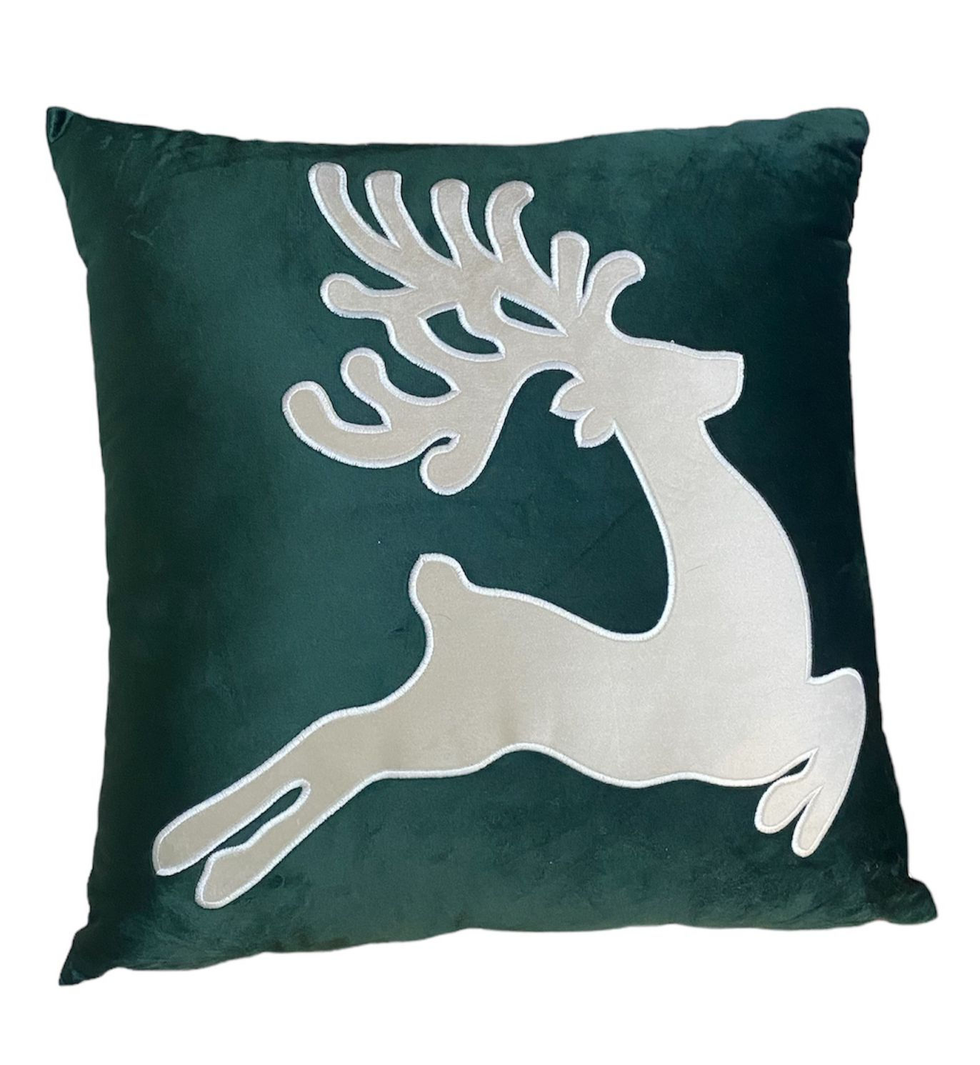 ALMOFADA VELUDO RENA 50X50 NATAL (VERDE/OFF) - 1UN