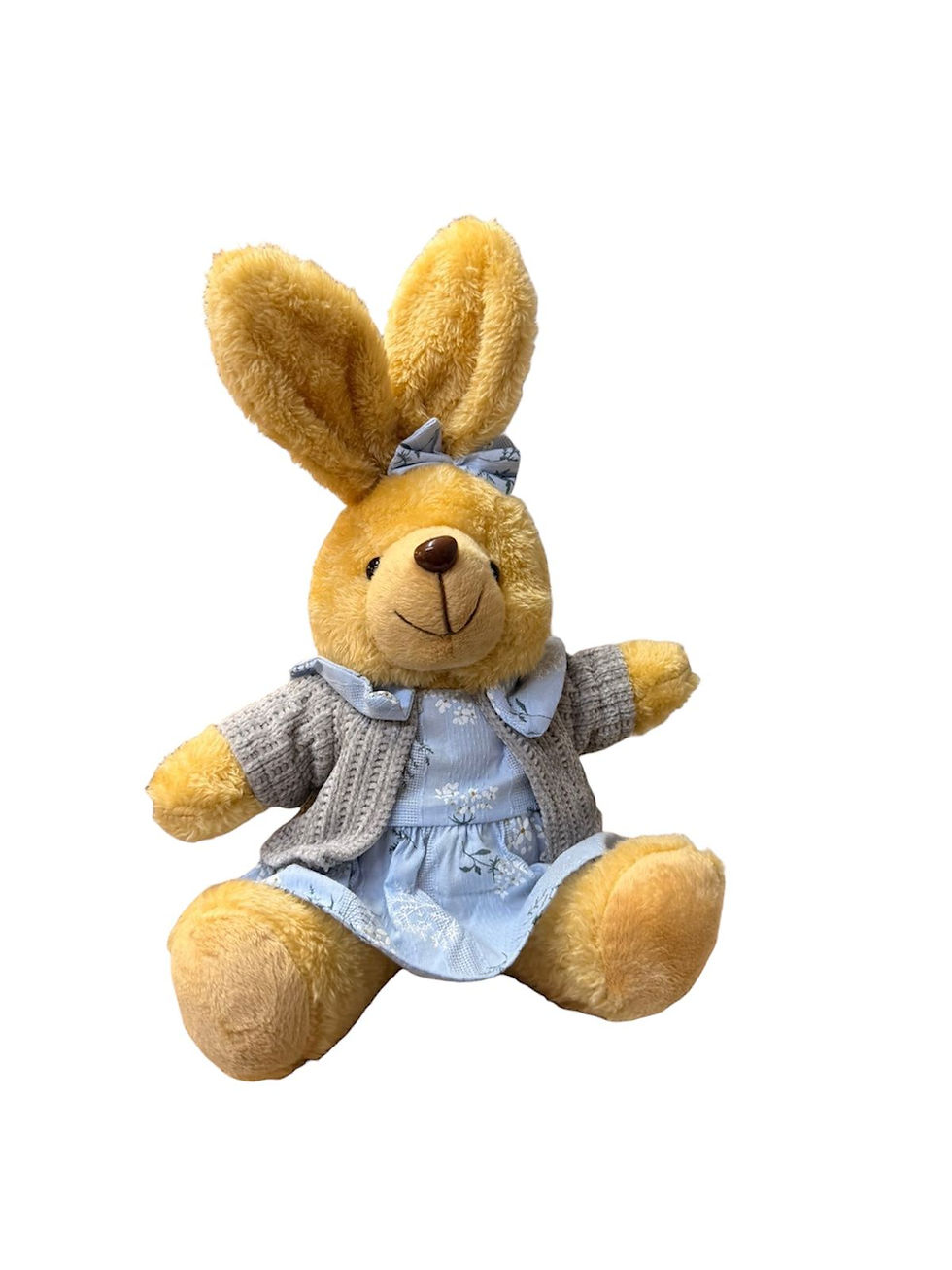 Miniatura: COELHA PELUCIA (BEGE/CINZA/AZUL) - 1UN