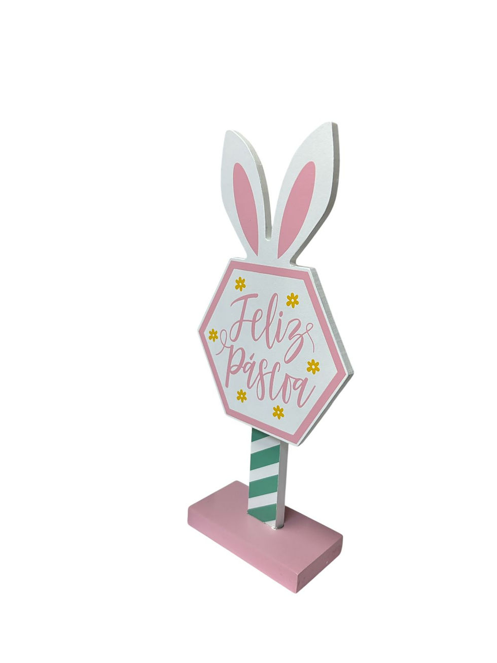 Miniatura: PLACA  FELIZ PASCOA  (ROSA/BRANCO/VERDE) - 1UN