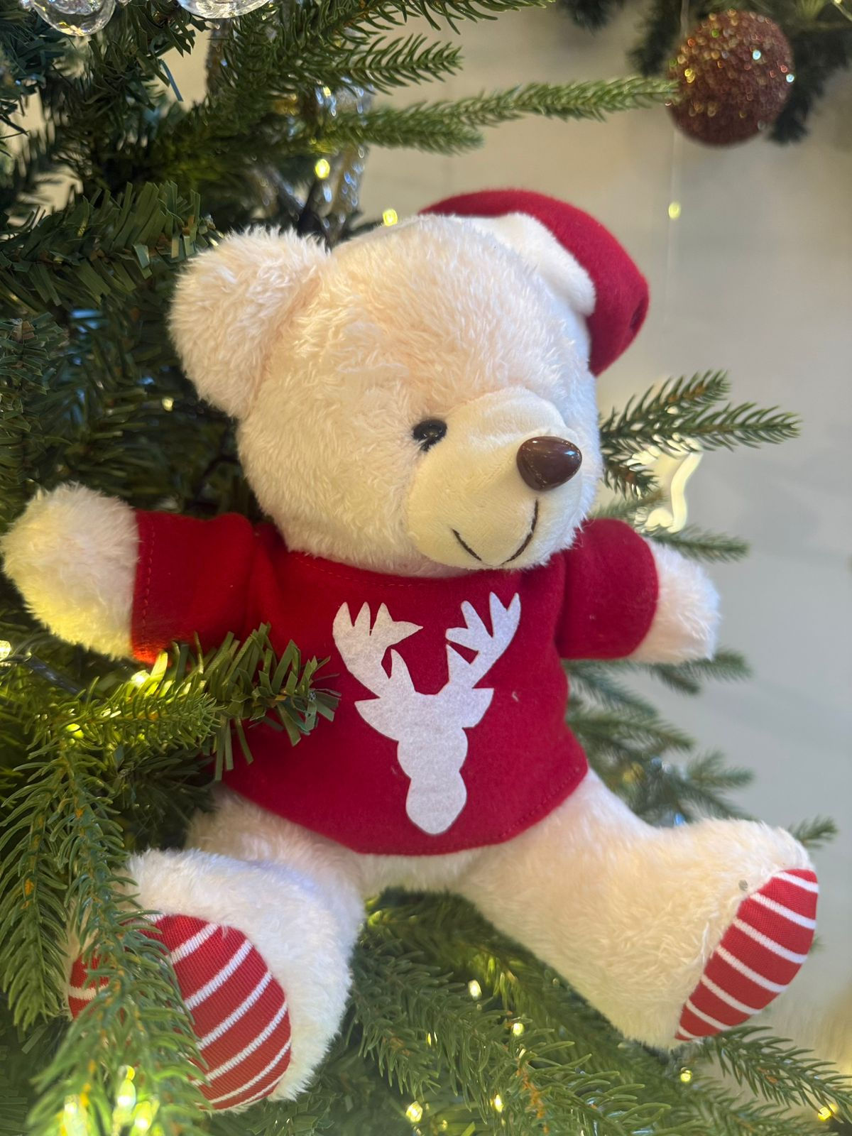 URSO PELUCIA C/ROUPA (OFF/VERMELHO) -1 UN