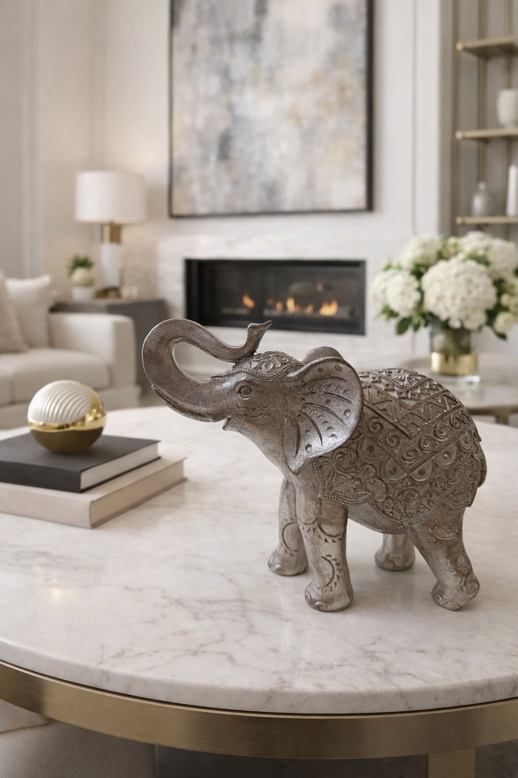 ELEFANTE DECORATIVO (PRATA ENVELHECIDA) - 1UN