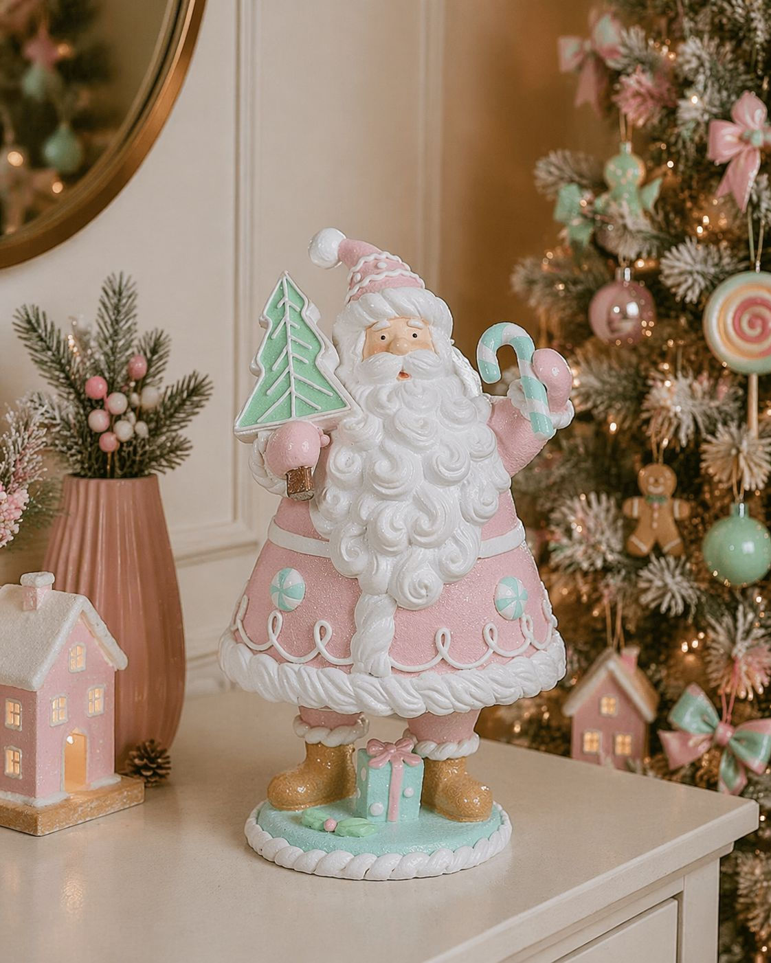 PAPAI NOEL RESINA (ROSA/VERDE) - 1UN
