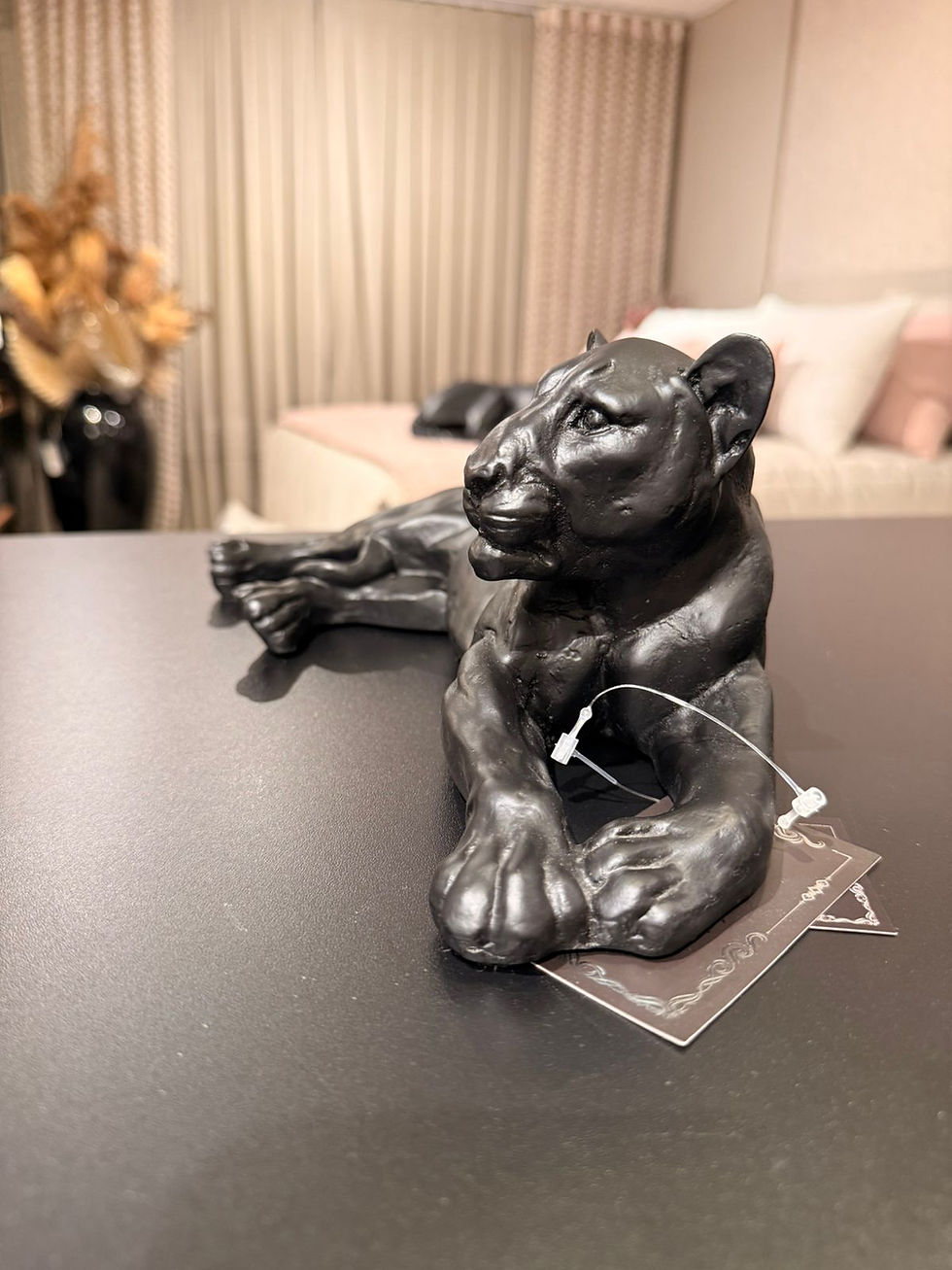 Miniatura: LEOA DECORATIVA EM RESINA (PRETO) - 1UN