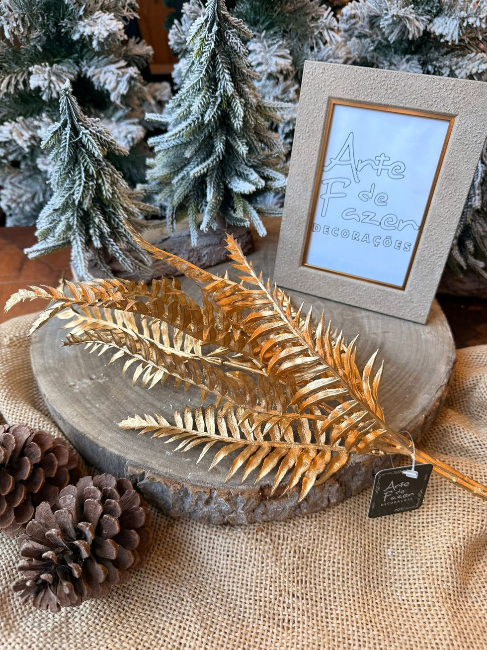 Miniatura: GALHO NATAL SAMAMBAIA  MATTE (DOURADO) 51cm - 1UN