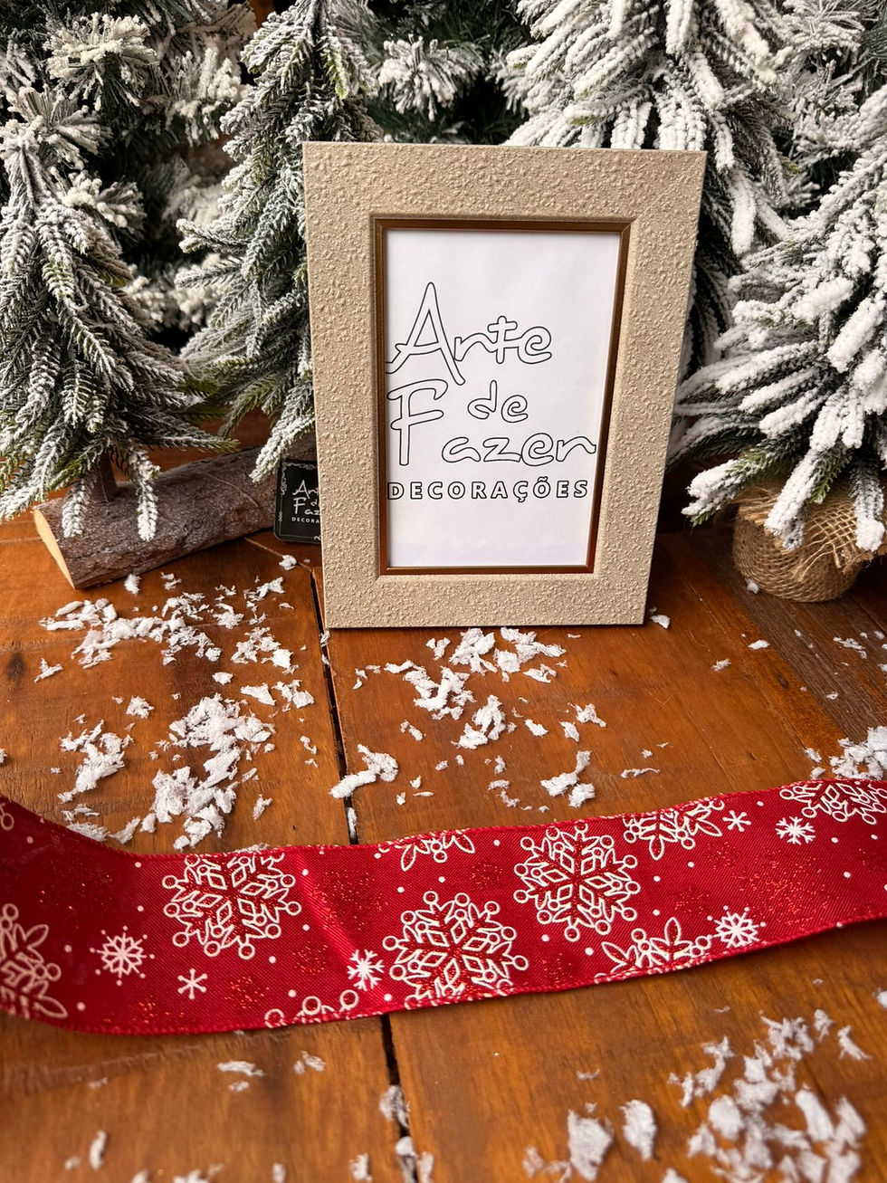 Miniatura: FITA NATAL 6,3cmx9,14m FLOCO DE NEVE (VERMELHO/BRANCO) - 1 UN
