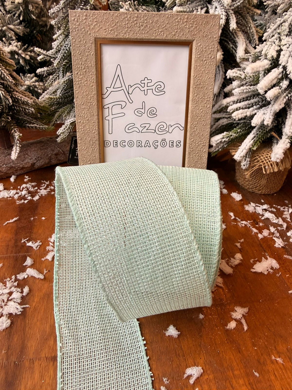 FITA 6,3cmx9,14m JUTA COM LUREX (VERDE AGUA/PRATA) - 1UN