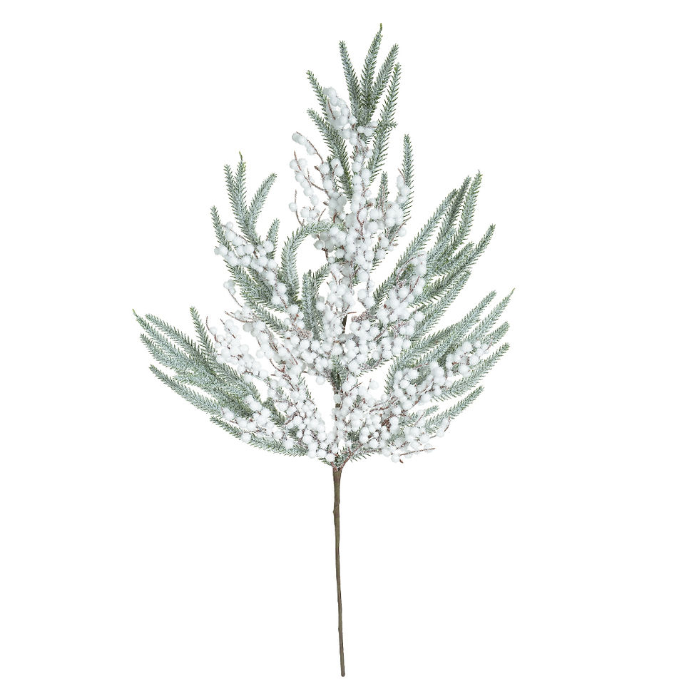 Miniatura: GALHO NATAL NEVADO (BRANCO/VERDE) 77cm - 1UN