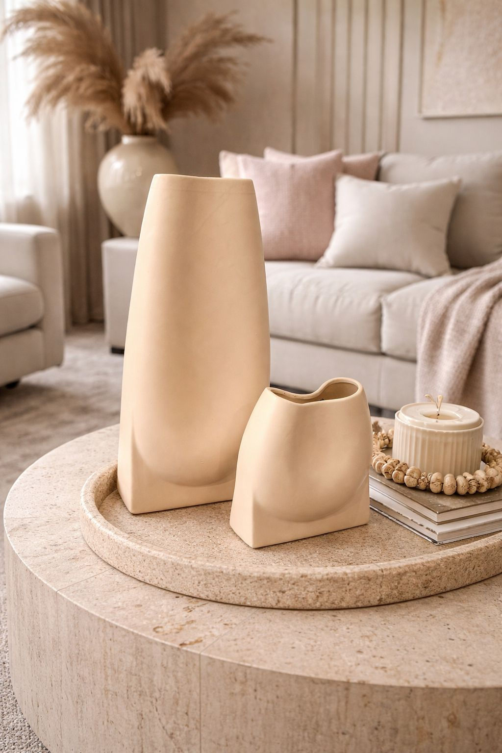 VASO DECORATIVO CERAMICA (BEGE) - 1UN